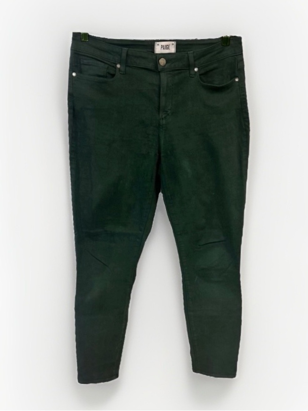 PAIGE Verdugo Ankle Skinny Jeans 32 Olive Green Stretch Denim